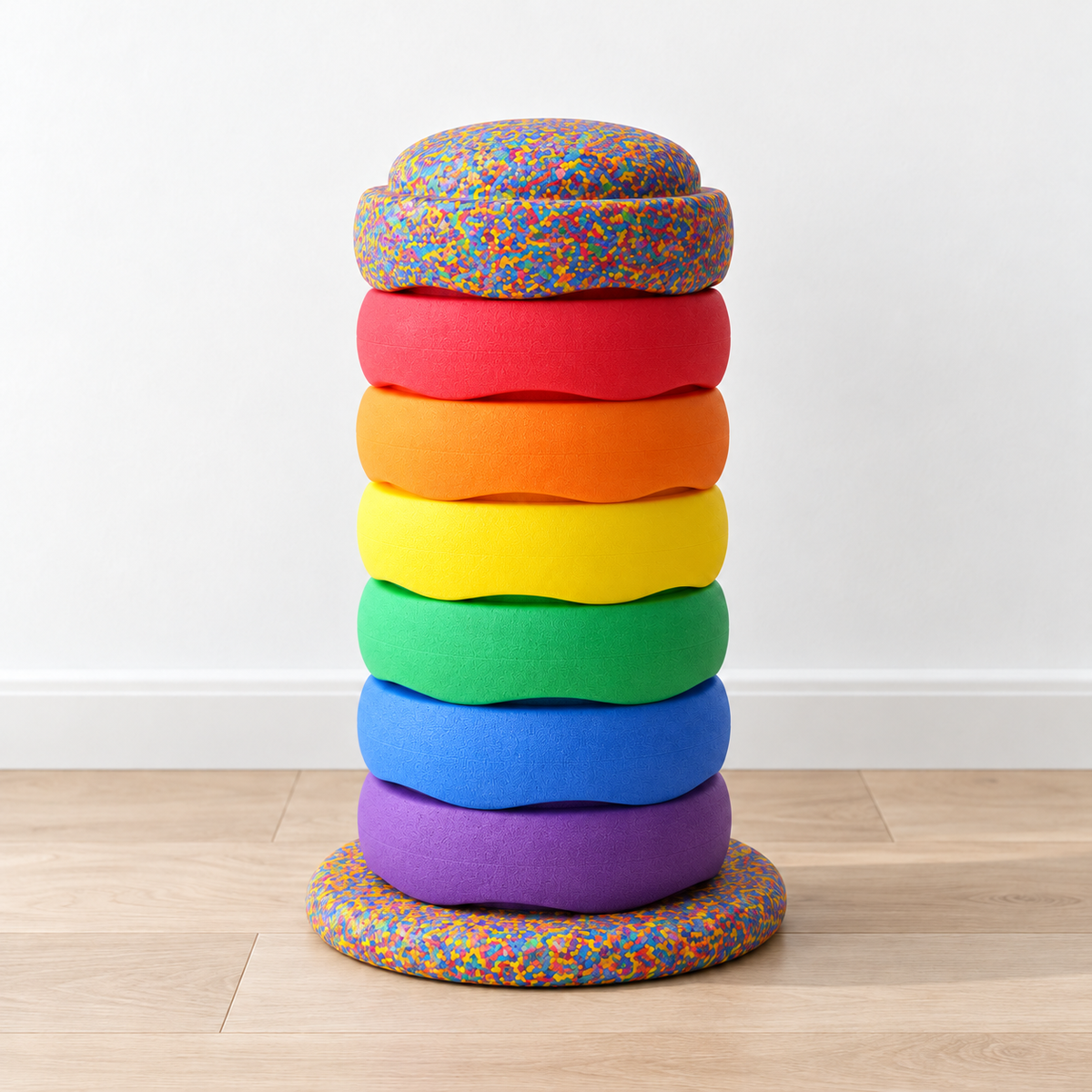 Rainbow Eight Piece Stone & Balance Board Set