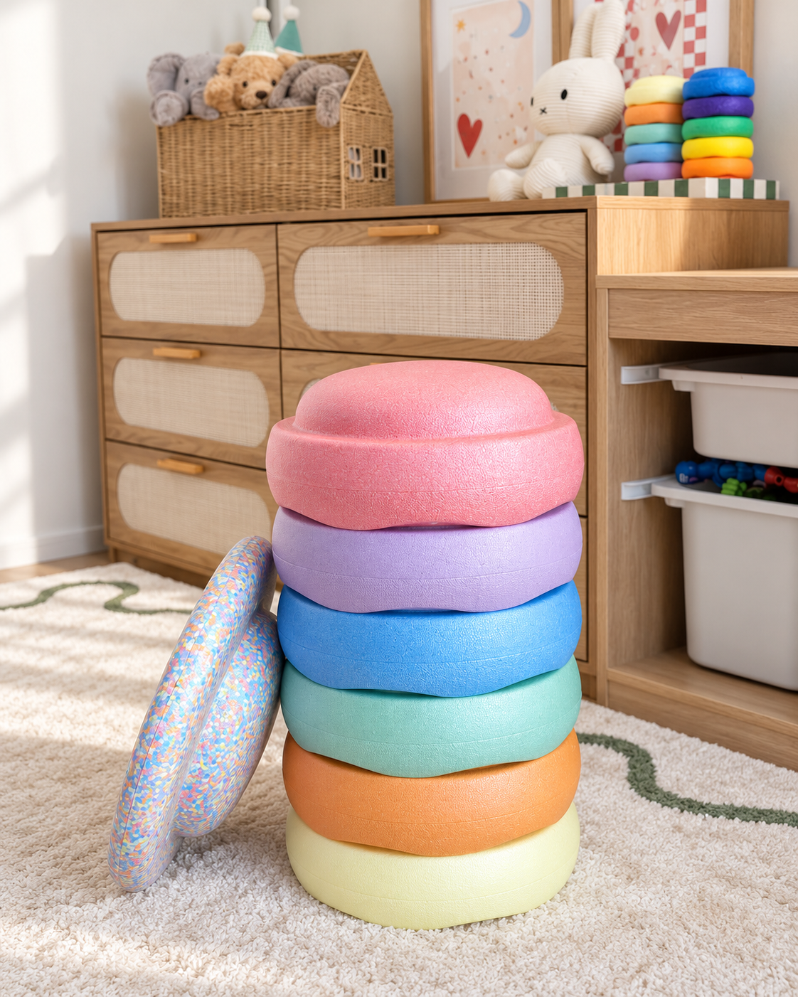 Pastel Balance Stones & Balance Board