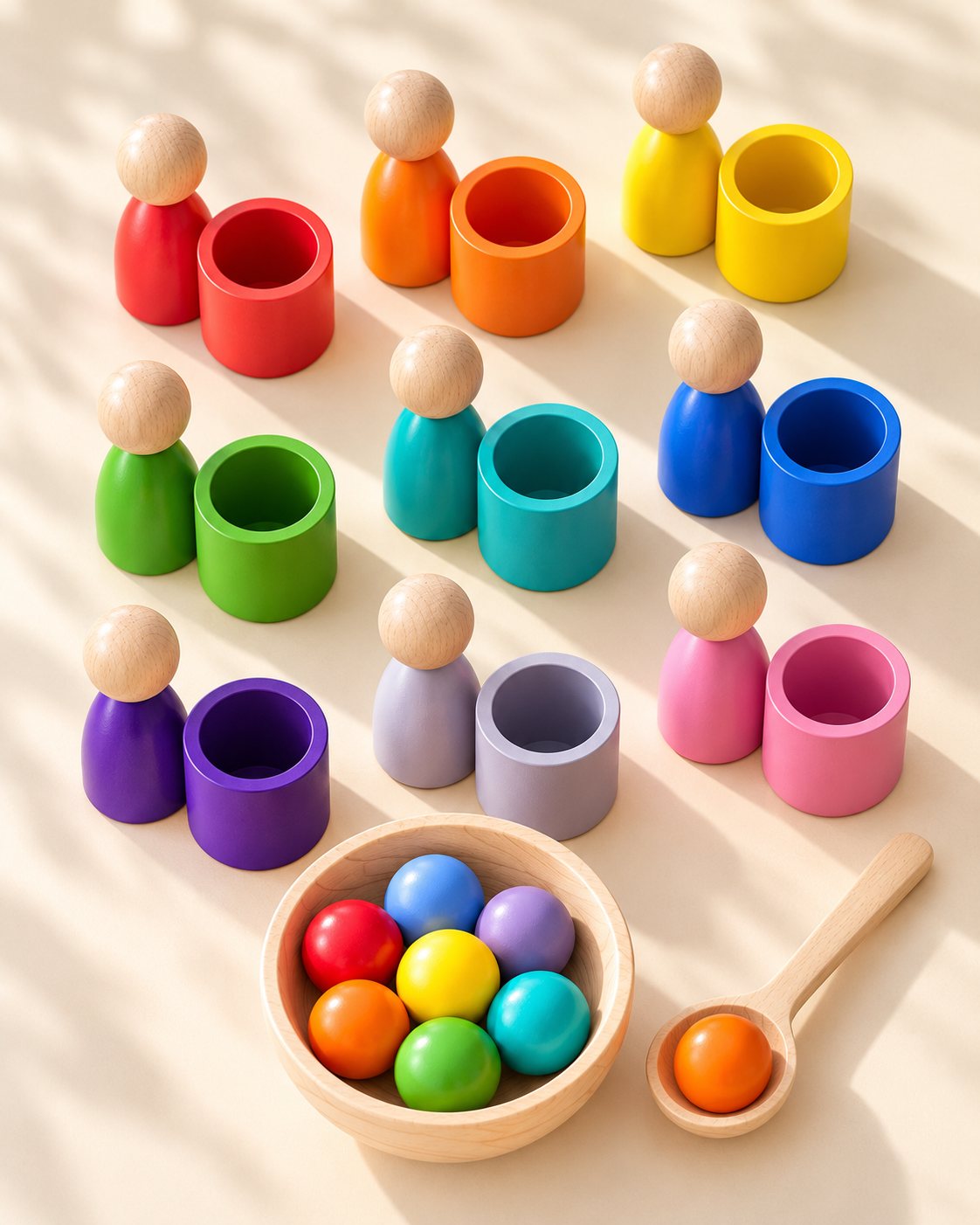 Wooden Rainbow Sorting Set