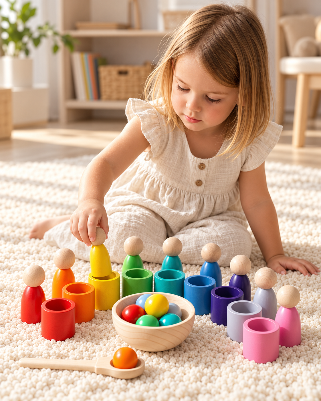 Wooden Rainbow Sorting Set
